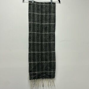 Warm beige and black scarf, quite warm and long.